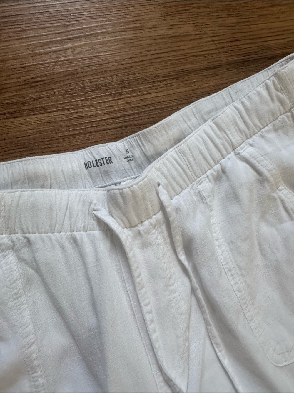 White Drawstring Pull On Pants - Picture 2 of 3